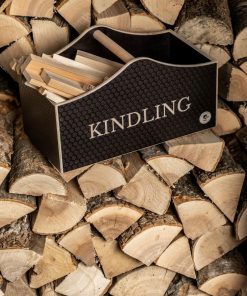 Kindling Box filled with sticks sat in a log store