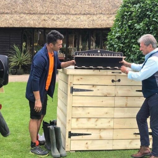 Our welly rack on ITV with Alan Titchamarsh