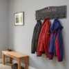 Personalised wooden brown 6 hook coat rack