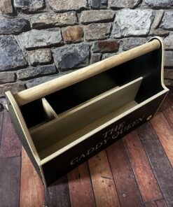 inside and handle of the wooden Chester & Cooke tool box