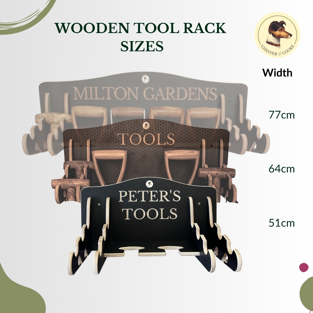 Sizes of the Chester & Cooke tool rack