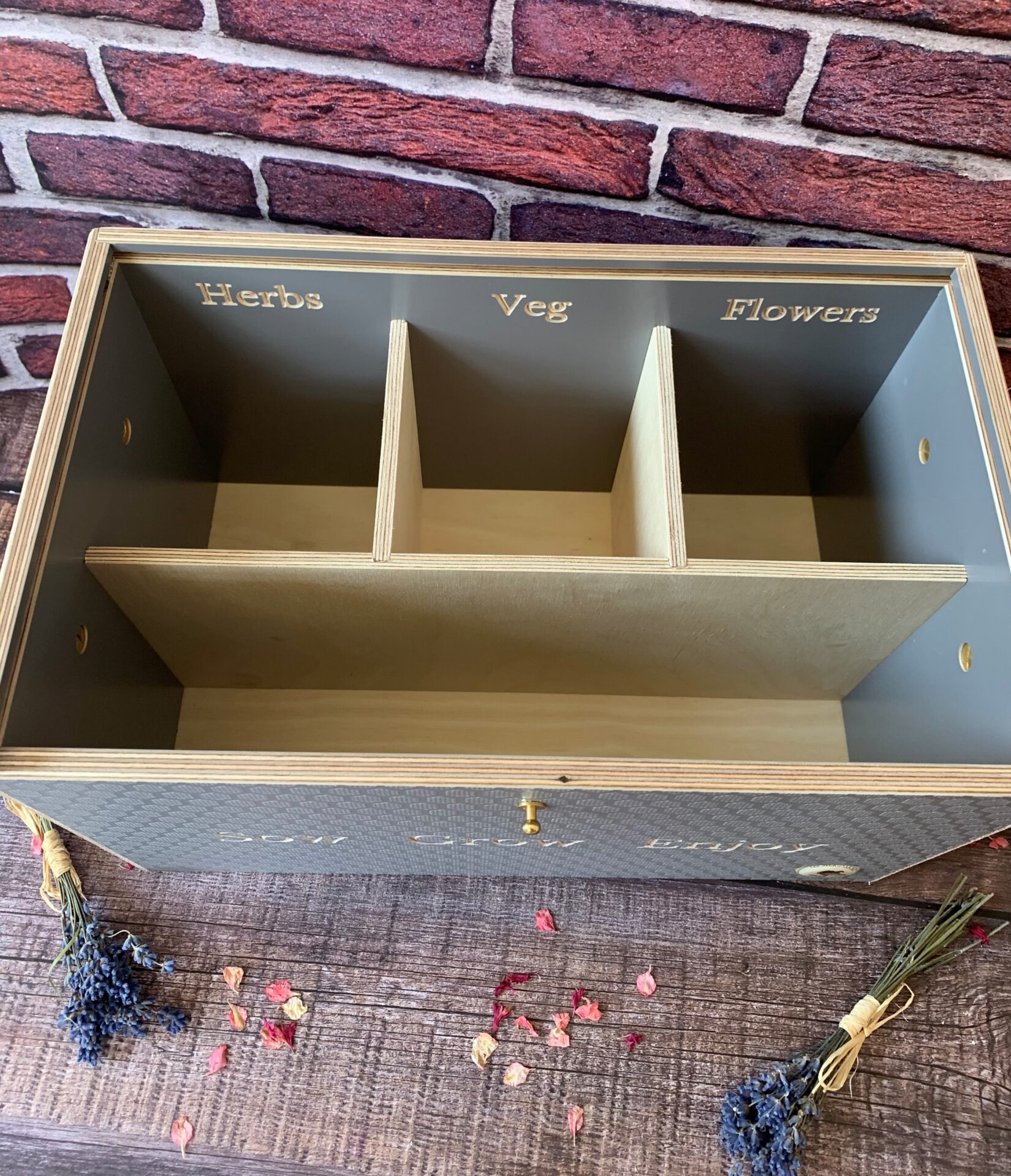inside of the grey seed box