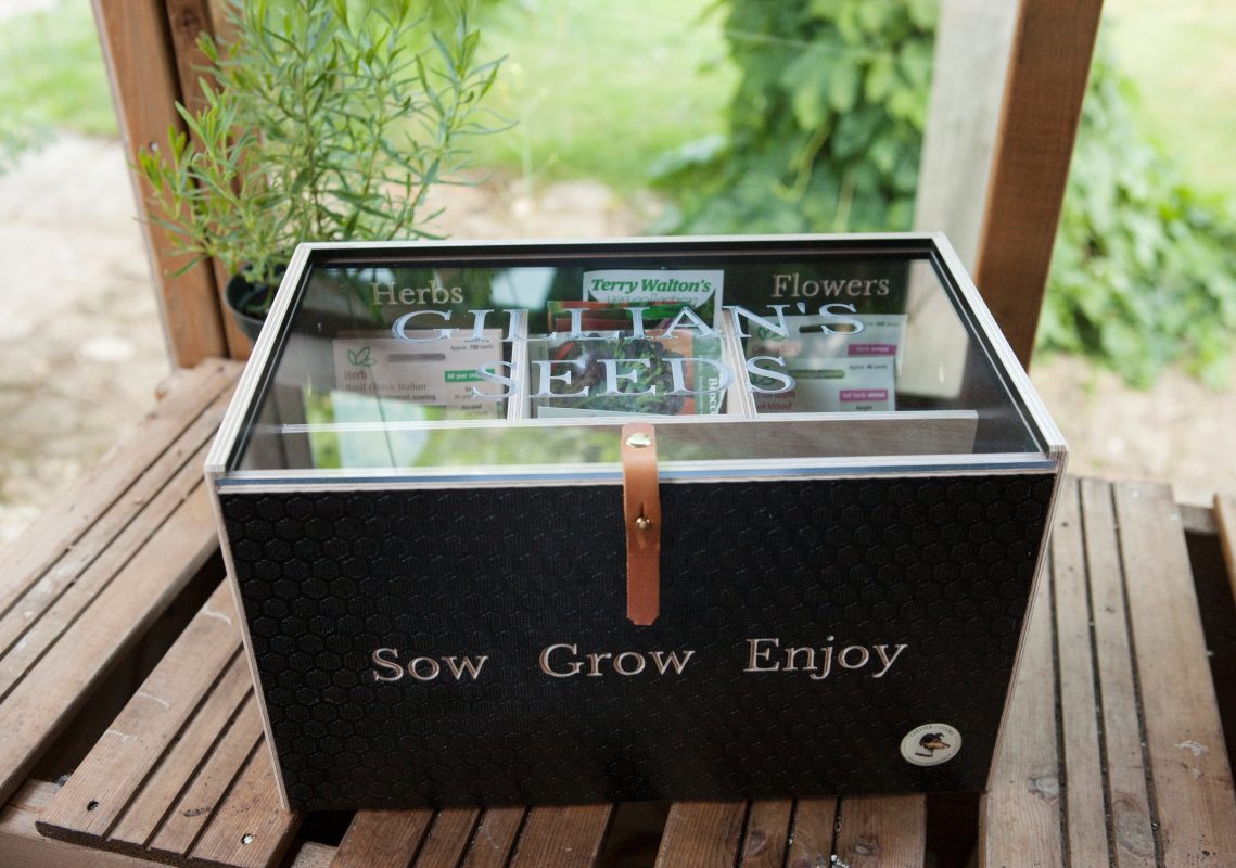 Wooden Seed Box with engraved personalised lid