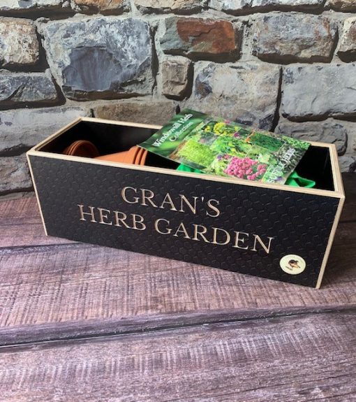 personalised brown herb planter kit