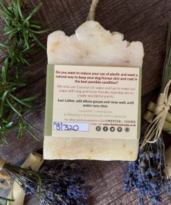 label showing All natural ingredients on dog soap bars