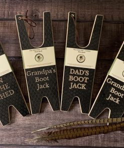 Father's Day Gift Ideas - 4 boot jacks on a wooden floor