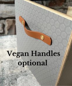 vegan handles on a grey Gardener's seed box.