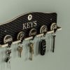 wooden Key rack set including 5 engraved keyrings