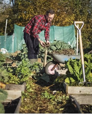 Richard Chivers busy on the allotment