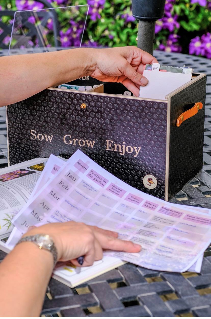 sort your seeds using seed divider cards by flower colour