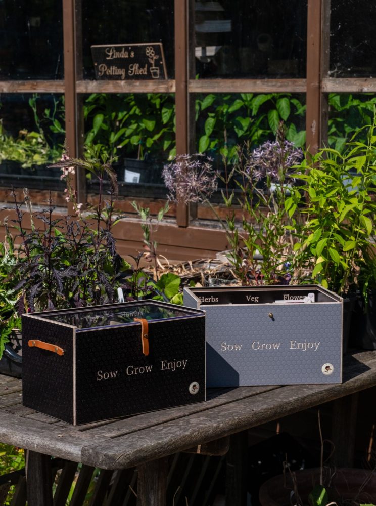 Grey & Brown Seed organiser boxes