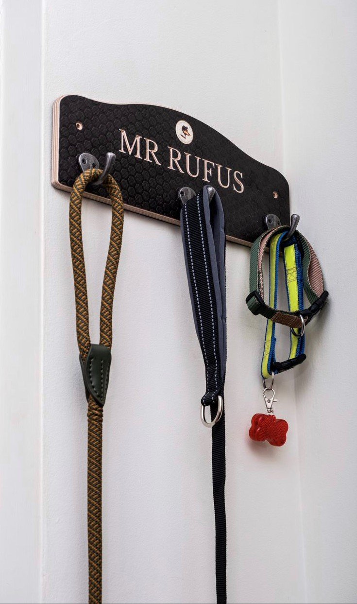 Personalised dog lead rack