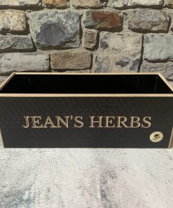 personalised engraved wooden herb planter box