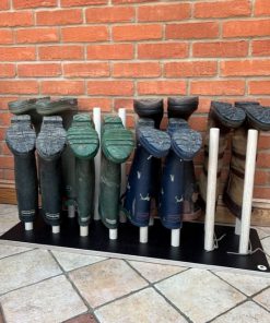 Welly rack Stand - able to hold 8 pairs of wellingtons. wooden base and poles