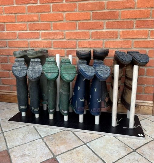 Welly rack Stand - able to hold 8 pairs of wellingtons. wooden base and poles