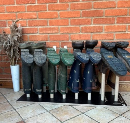 Floor wellington rack storage solution available in different sizes 3-8 pairs of welly boots.