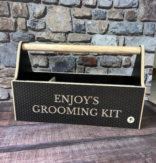 wooden grooming kit box