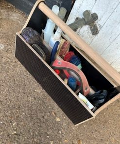 This personalised tack box has lots of room for brushes, sprays and all your kit