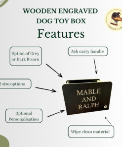 wooden engraved personalised toy box for dogs