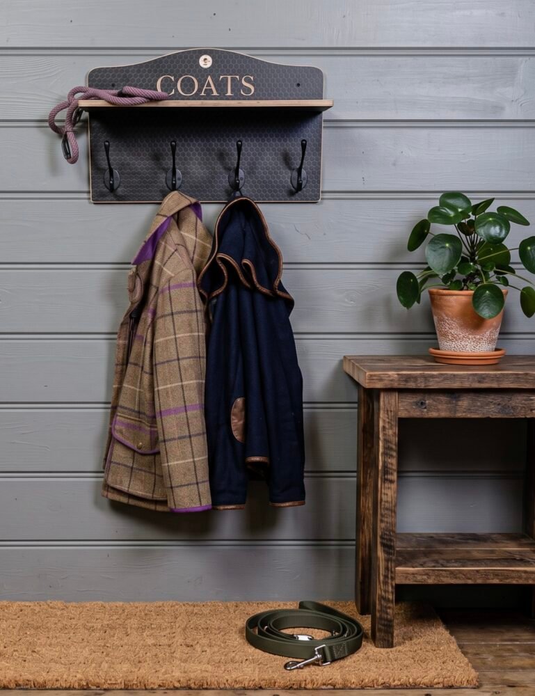 a personalised gift of a wooden coat rack with a shelf is a wonderful gift for a wedding