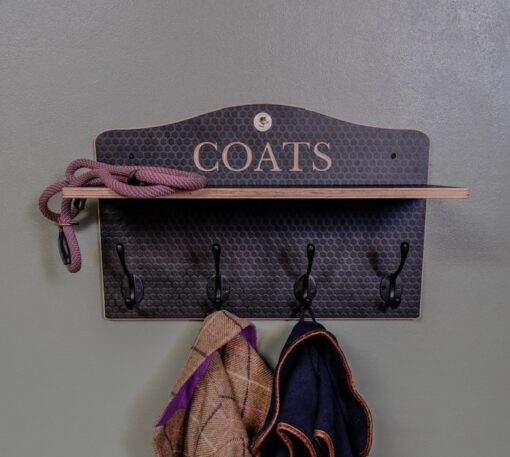 Coat rack with shelf in brown matches our wellington boot racks