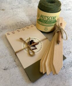 gardening gift set - jute twine, divider cards and plant labels fit in the wooden seed box