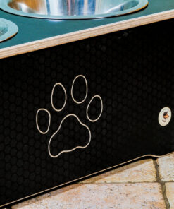 Paw on a corner dog bowl stand