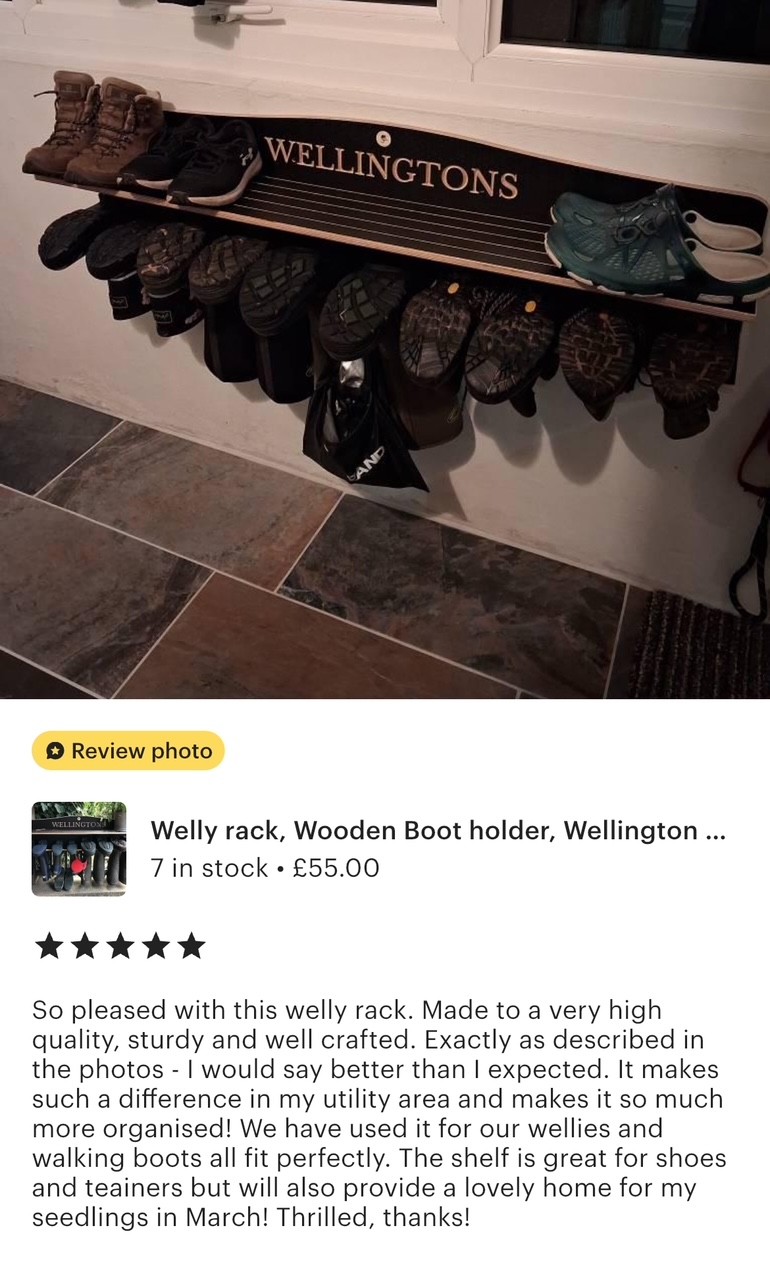 review of organised wellies on a chester and cooke reack