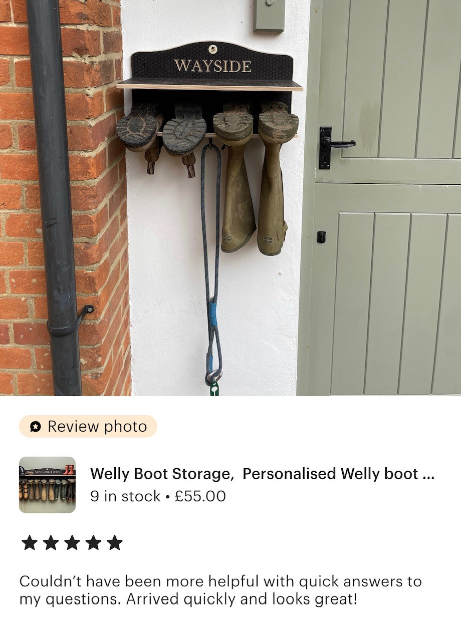 welly boot racks are available in 2-5 pair with or without a shelf.