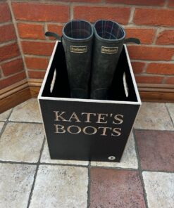 personalised boot box with wellingtons in