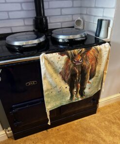 highland cow apron on aga
