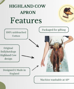 features of dolly hotdogs highland cow apron