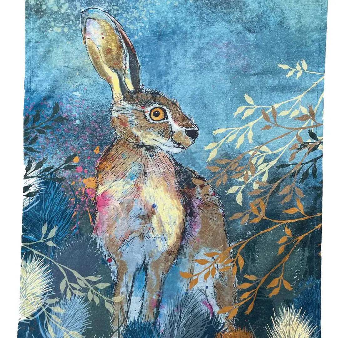 hare tea towel by dollyhotdogs