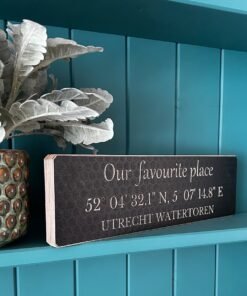 wooden engraved special occasion coordinates sign