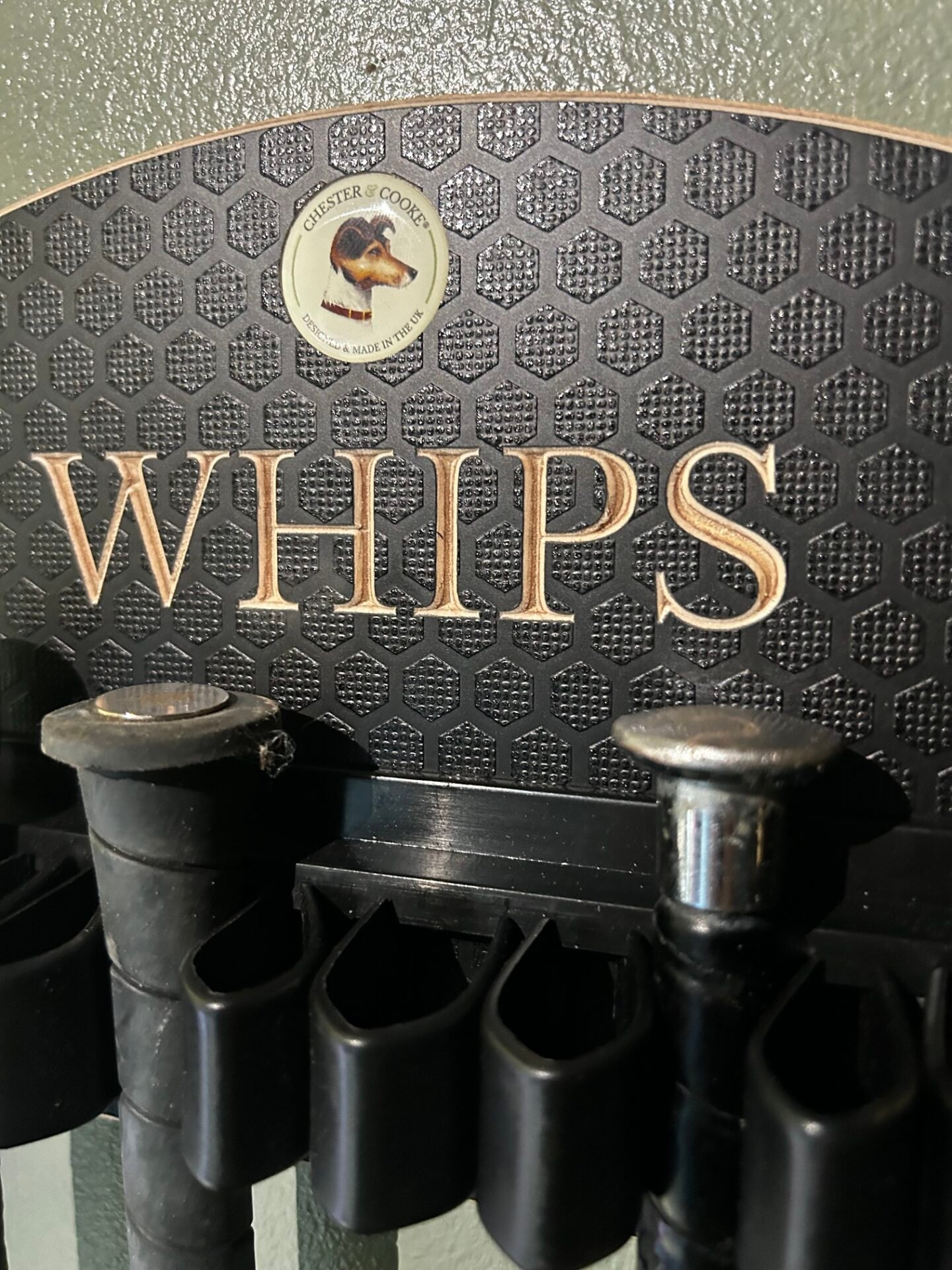 close up of a whip holder