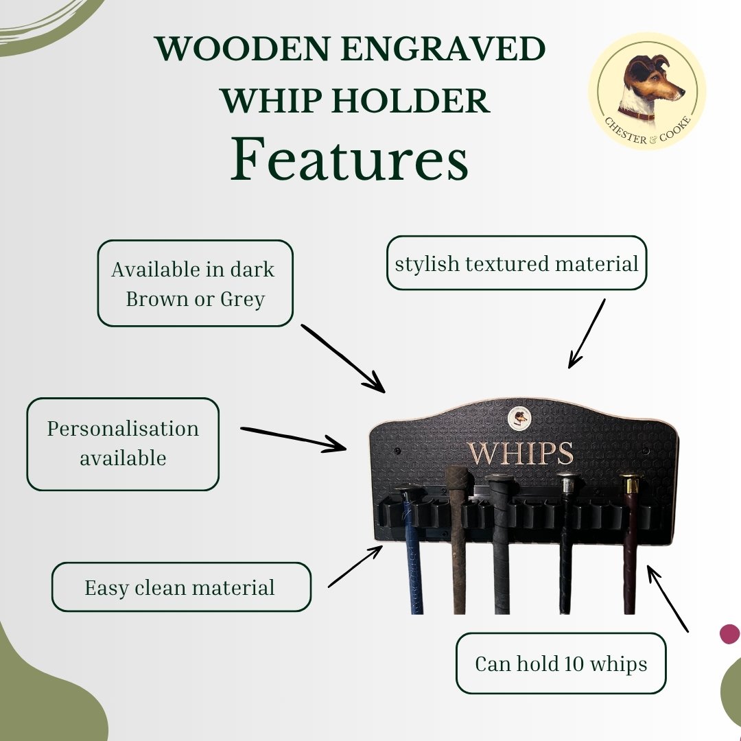 features of the personalised whip holder
