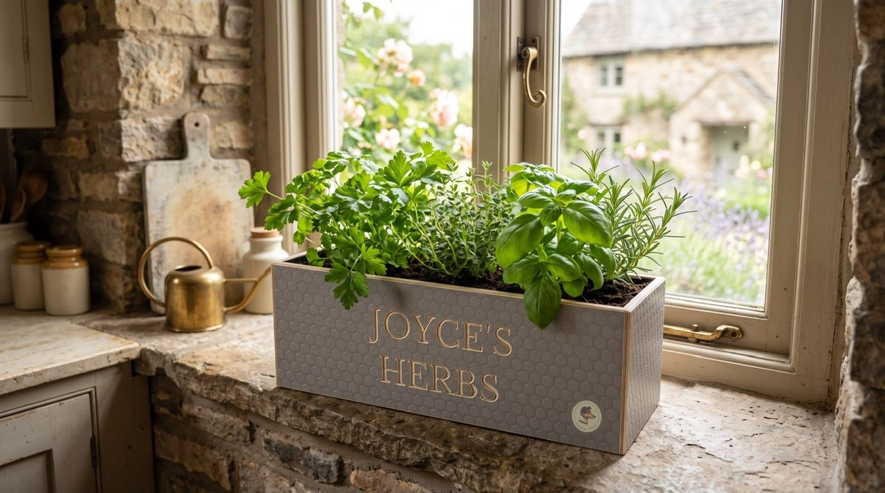 Herb planter is featured in the Christmas gardening gift ideas